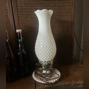 Vintage White Hobnail Glass Lamp
